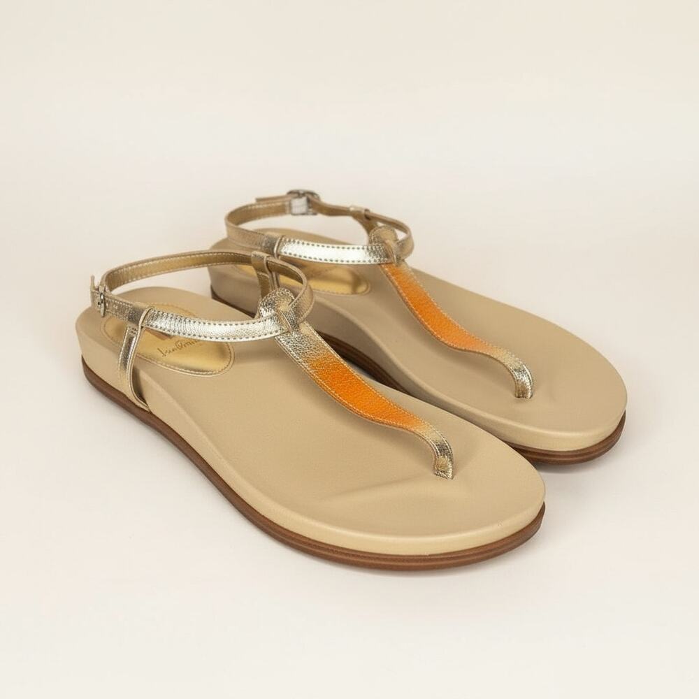 Sam Edelman Naomi Metallic Tan Gold Sandal Size 6.5 NEW‎